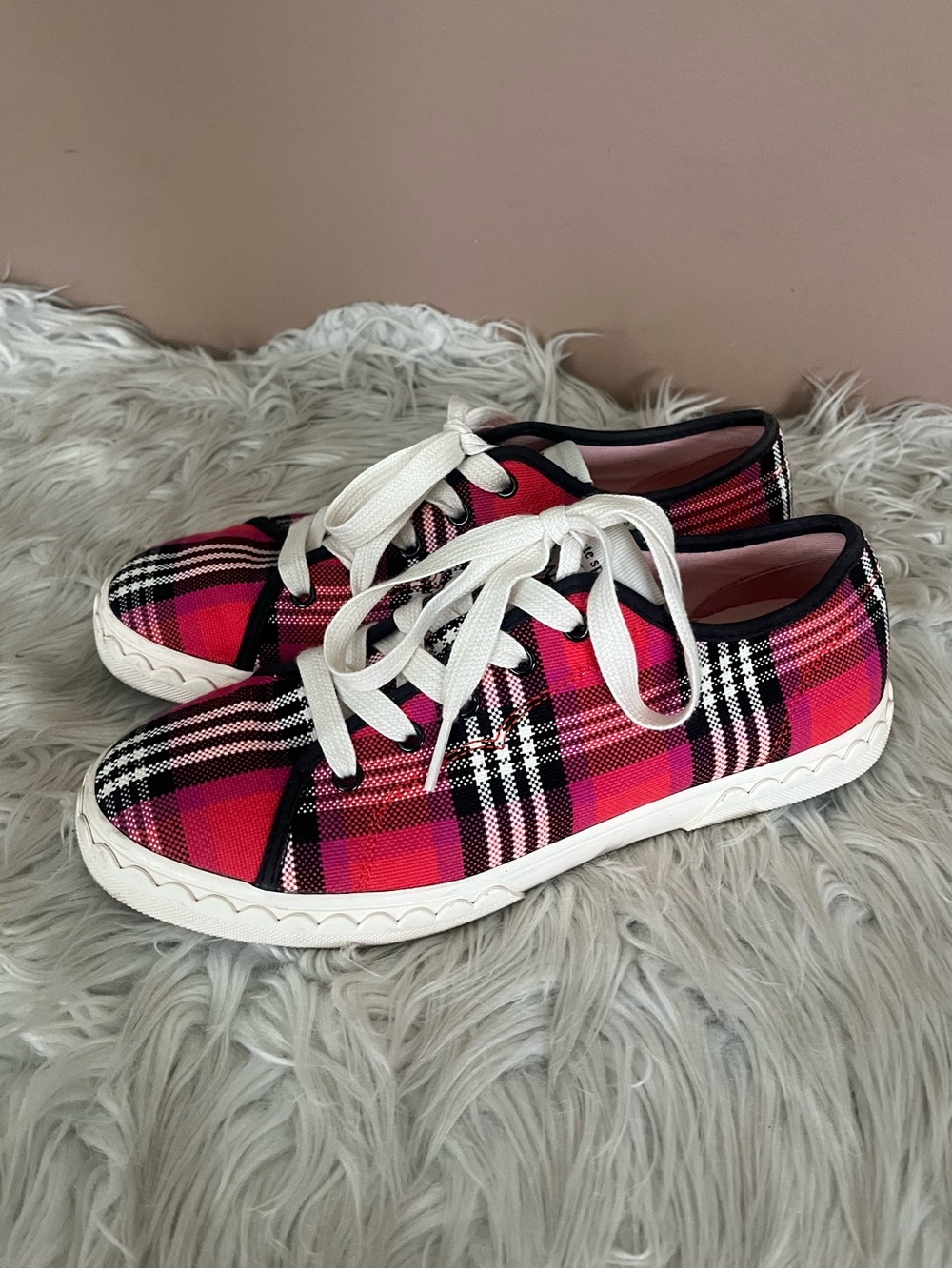 {Kate Spade New York} Plaid Vale Sneakers - Womens 7B